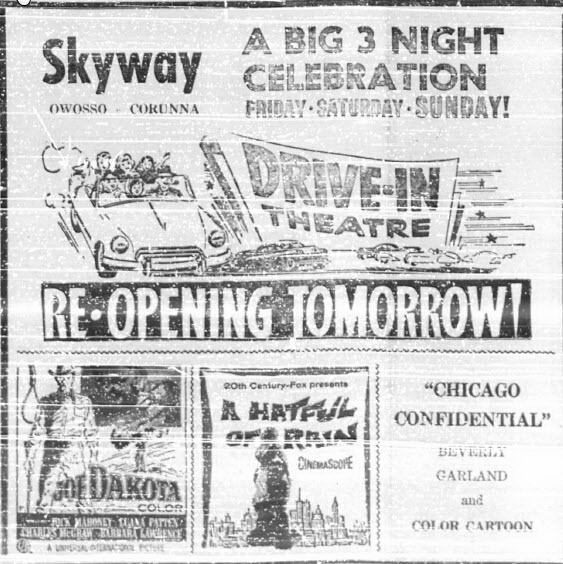 old ad Skyway Drive-In Theatre, Corunna